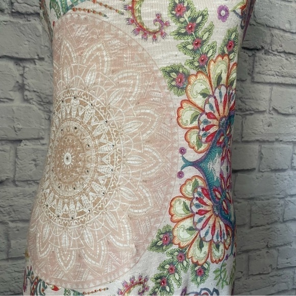 Desigual Colorful Floral Knit Sleeveless Rhinestone Lined Dress Size Small - Picture 5 of 12